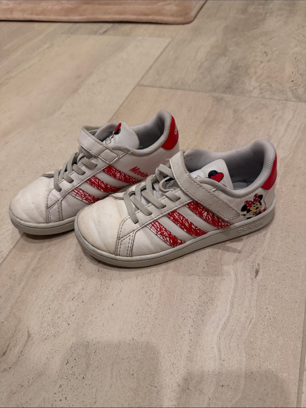 adidas White & Red Kids Minnie Sneakers